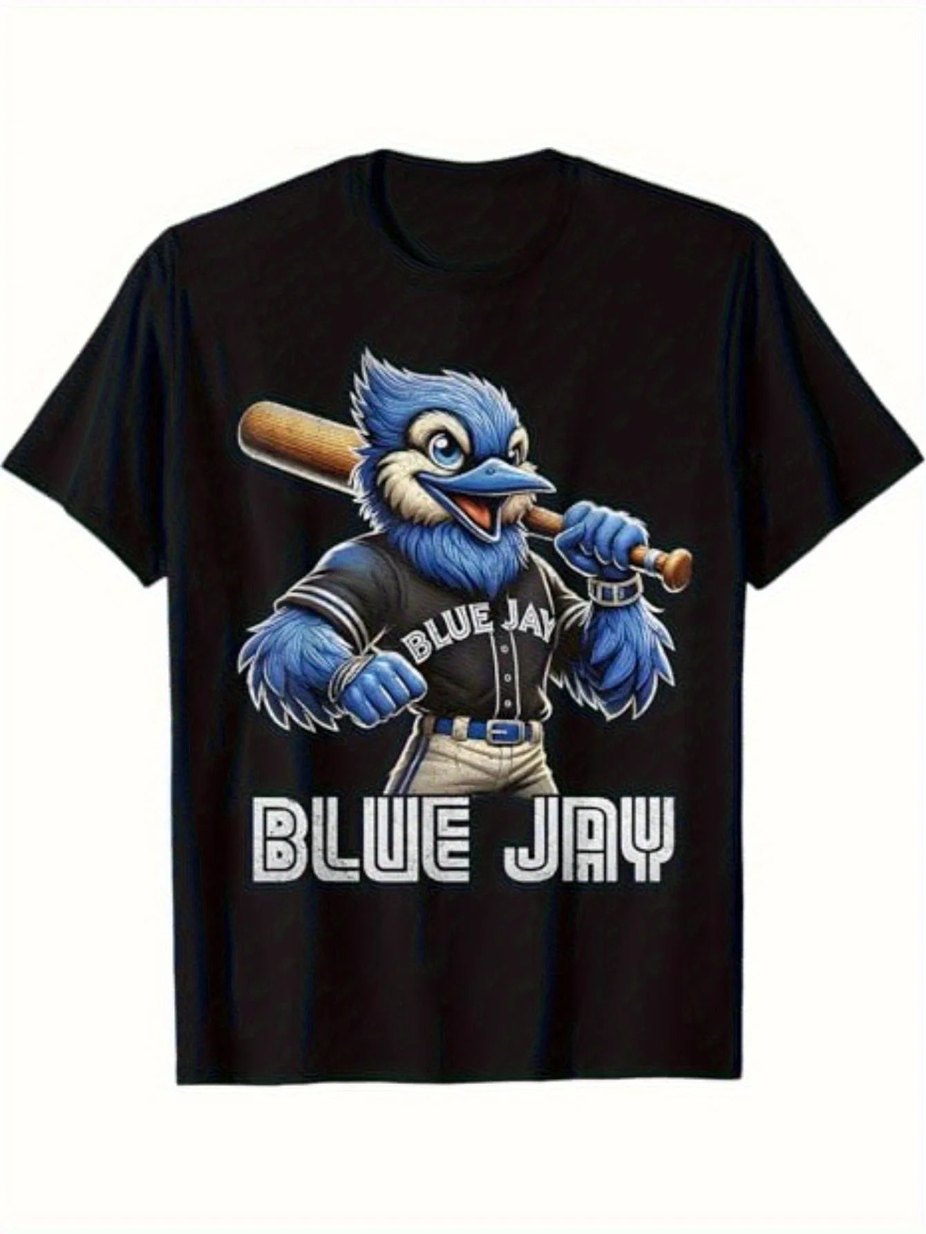 Allseason Apparel Mens & Womens Black Vintage Toronto Baseball Graphic T-Shirt - Retro Blue Jay Bird& Bold BLUE JAY Print,