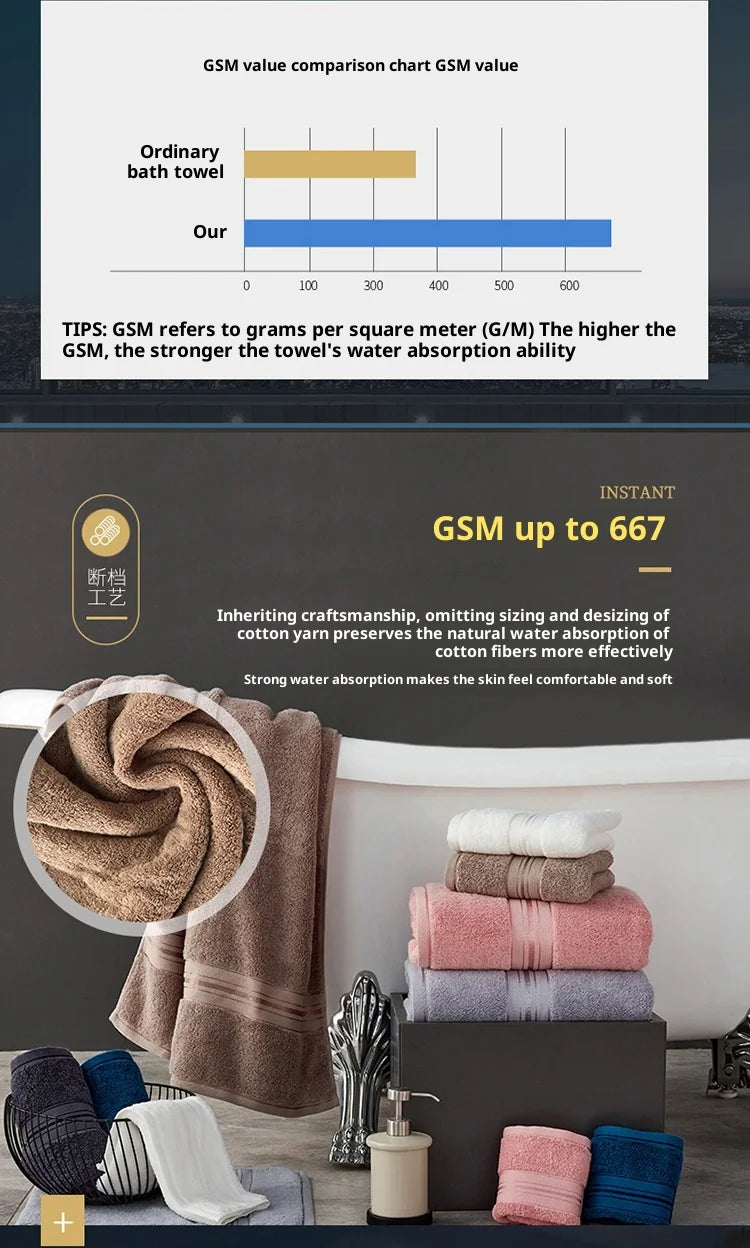 Egyptian Cotton Bath Towels Towels Combed Face Towels Set or Individually Suitable for Sports Travel Home Hotel and Bathroom Use