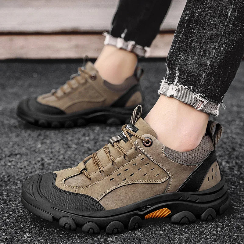Genuine Leather Men's Casual Shoes Outdoor Sneakers Non-Slip Sports Hiking Footwear Leisure Walk Male Treking Footwear Trainers