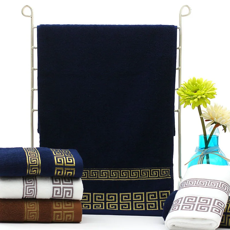35x75cm 100% Cotton High Quality Luxury Soft Embroidered Adult Beach Bathroom Towels Strongly Water Absorbent
