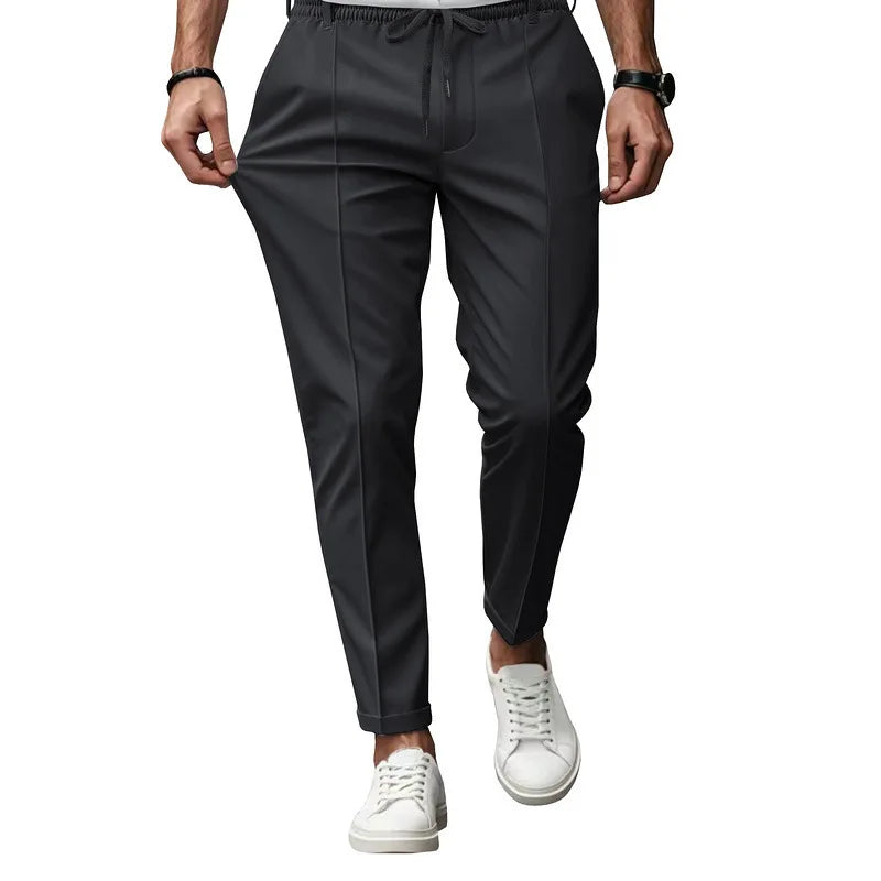 Spring Autumn Men's Solid Color Simple Business Slim Small Foot Casual Pants