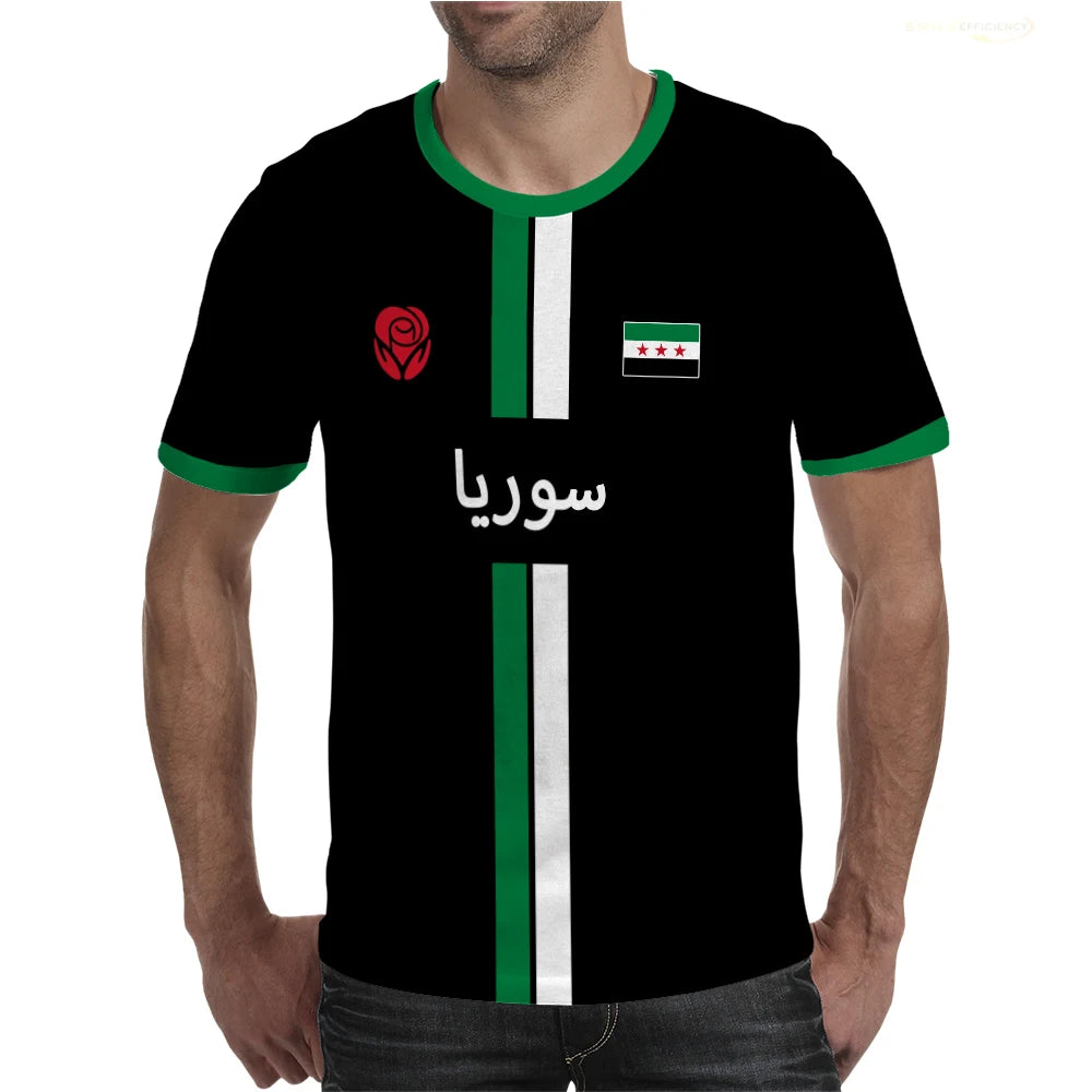 Syria Football T-Shirt Summer Sports Breathable Quick-drying Men's Tops Syrian Flag Map Print Short Sleeve Jersey Kid's Clothes