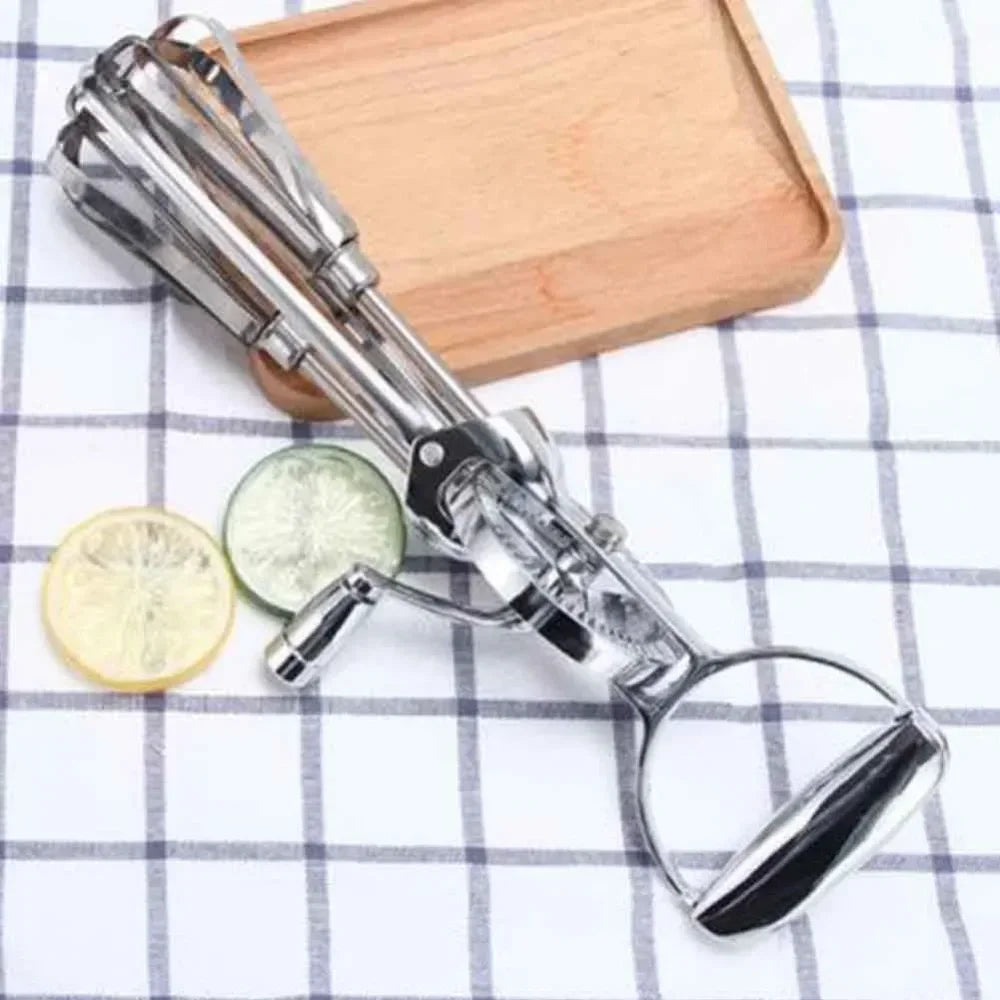 Manual Hand Crank Egg Beaters Double Heads Egg Whisk Multi-Purpose Time-Saving Food Blender Mixer Kitchen Tool Stainless Steel