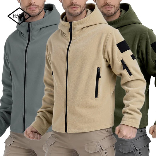 Men's Winter Fleece Jackets Coats Tactical Hiking Jackets Outdoor Camping Trekking Multi Pockets Work Outwear Climbing Overcoat