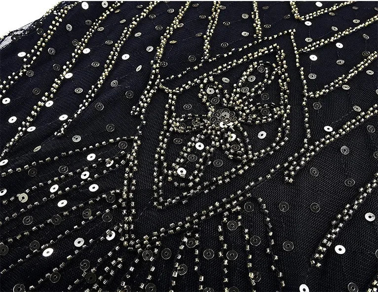 Women's Fashion 1920s Flapper Dress Vintage Great Gatsby Long Evening Prom Sequin Party Dress Women Mesh Costume