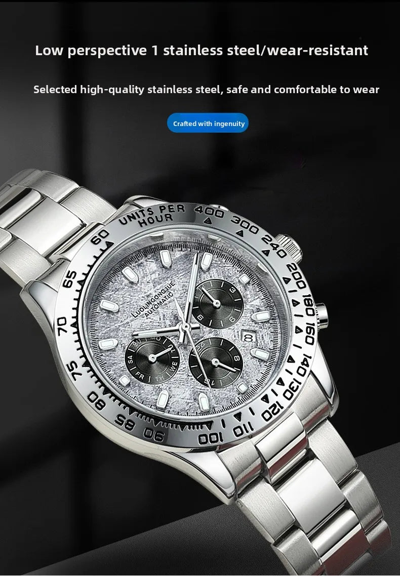 Fully automatic mechanical watch, business-style, luminescent, waterproof, men's mechanical watch, sapphire crystal glass mirror