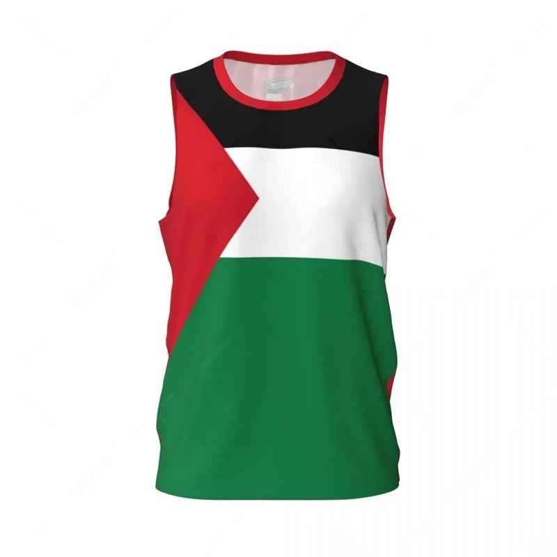 Palestine Flag Graphic Tank Top Simple Fashion Men Women 3D Printed Basketball Jersey Tees Loose Sports Sleeveless T Shirts Vest