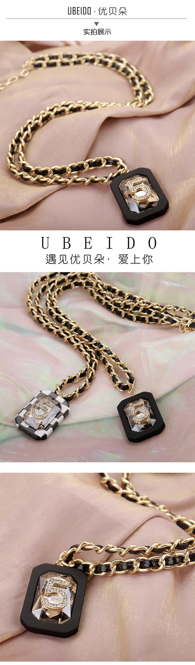 Long Necklace for Women number 5 Character Chain Sweater Chain Leather woven chain Luxury jewelry