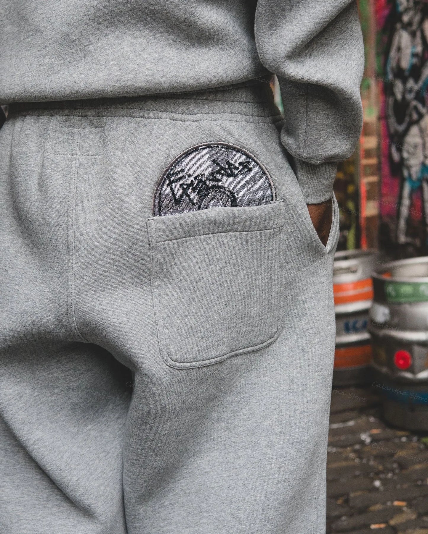 fashion trend embroidered casual pants men high street fashion design comfortable sweatpants loose and versatile jogging pants