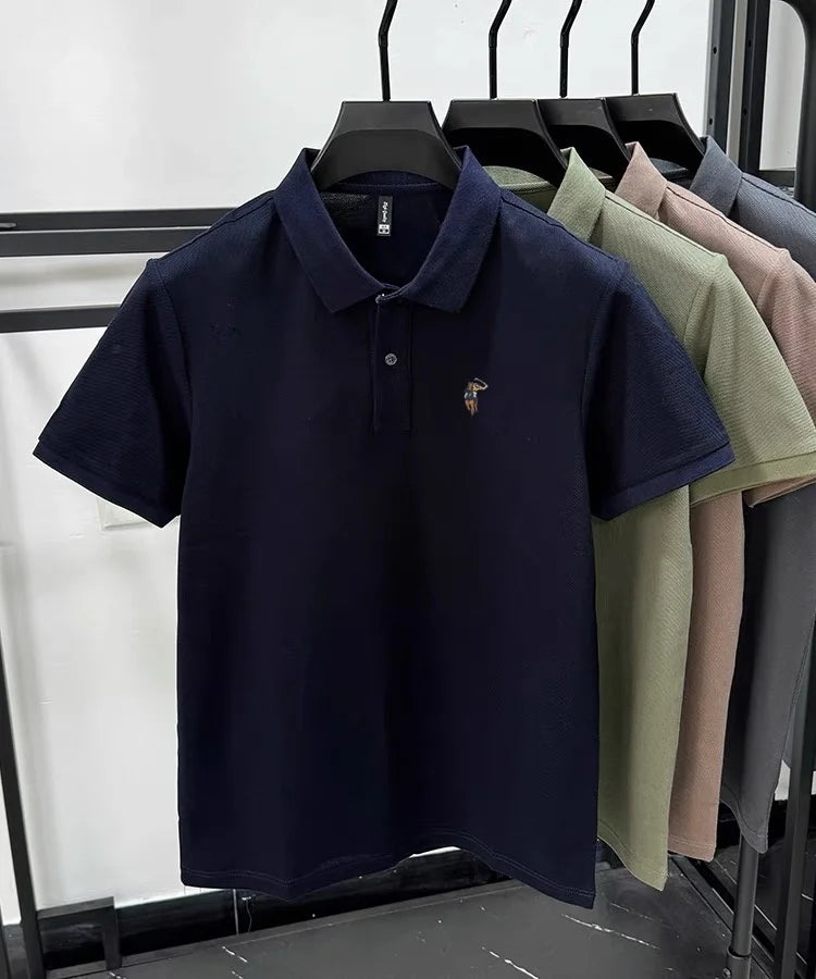 100% pure cotton new men's short sleeve summer comfortable breathable polo shirt high-end brand designer embroidered T-shirt top