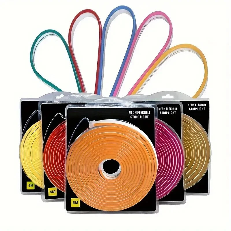 LED Neon Lights,  12V 5M Flexible，Neon Rope Light,  Waterproof Flex DIY Cuttable LED Light Strip for Indoor Outdoor Decoration