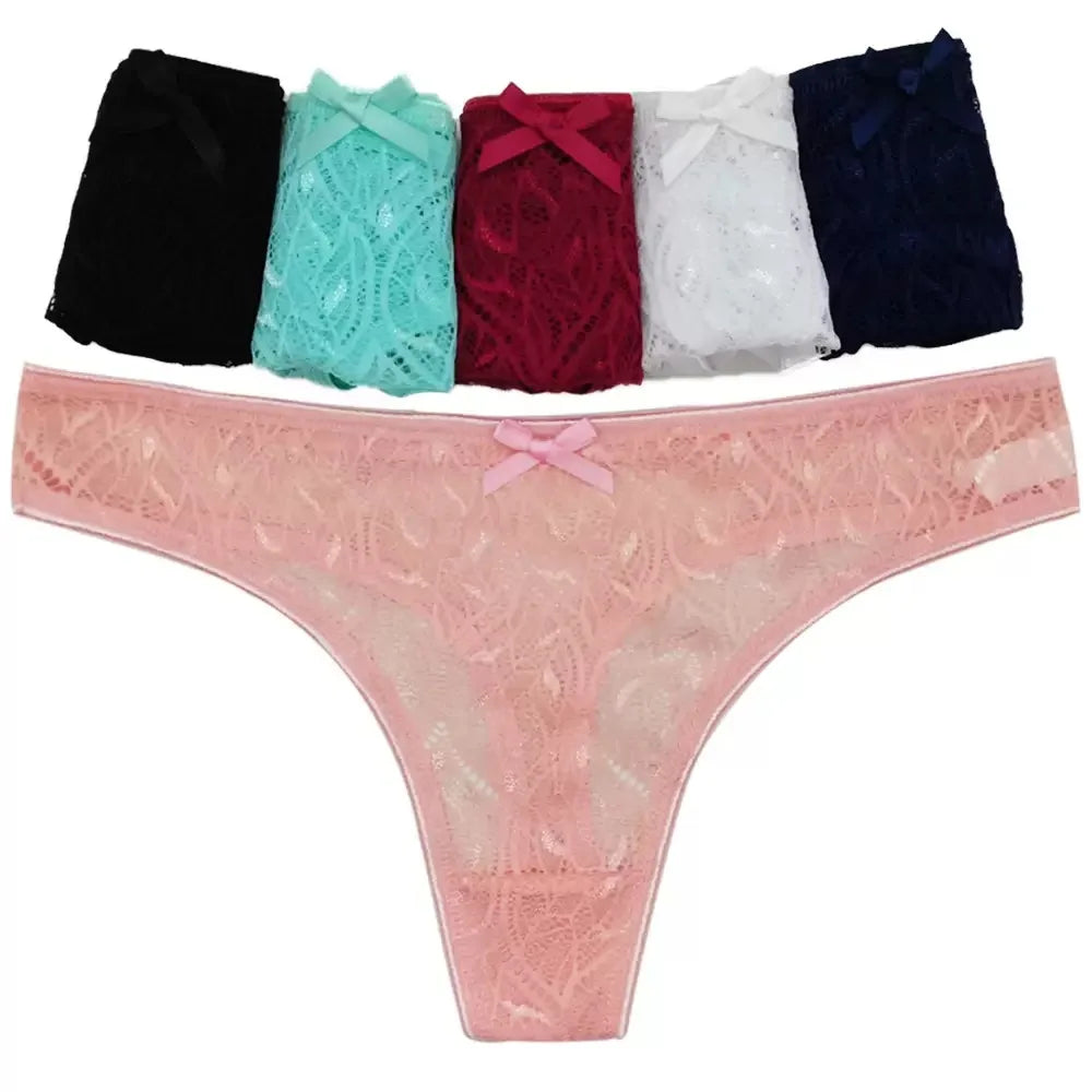 6 pcs of fashionable lace, comfortable, breathable and sexy thong pants.