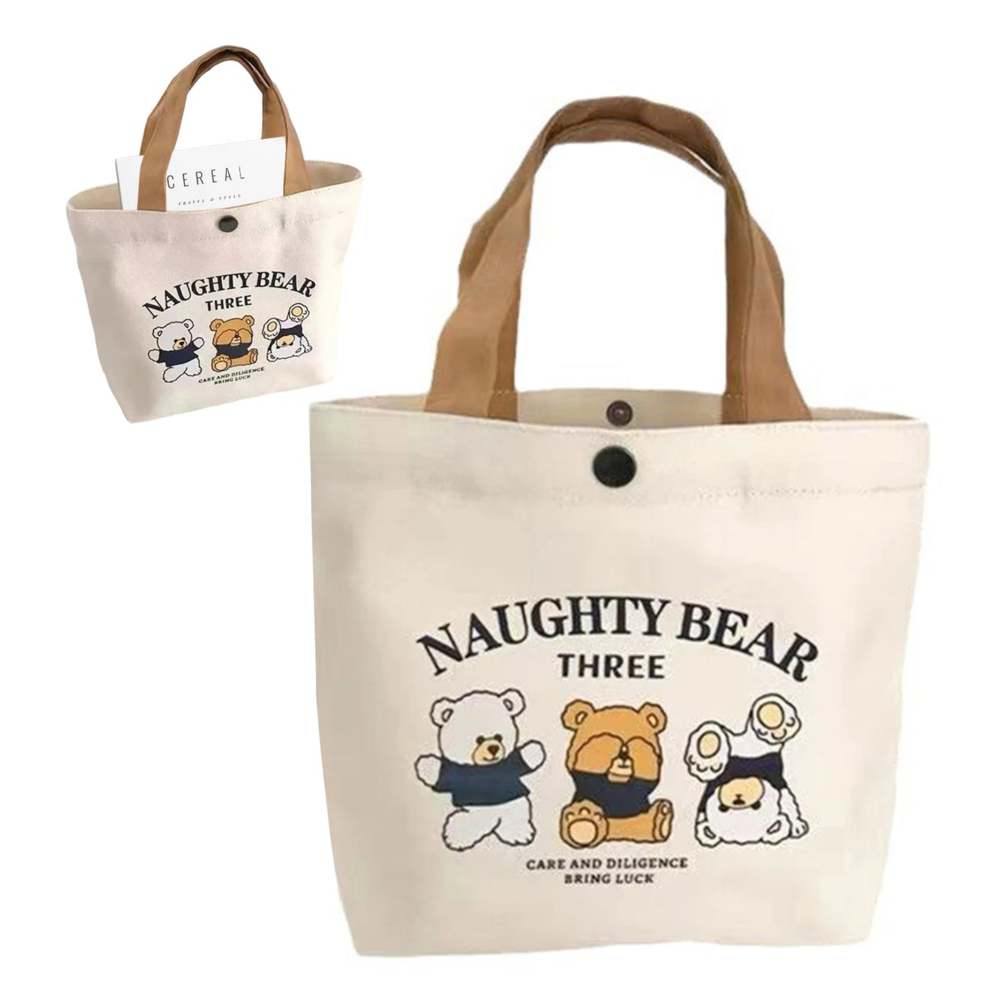 Canvas Tote Bag for School Cartoon pattern Lunch Box Student Handbag Durable Lunch Carrier Pouch Women Men 27*22cm