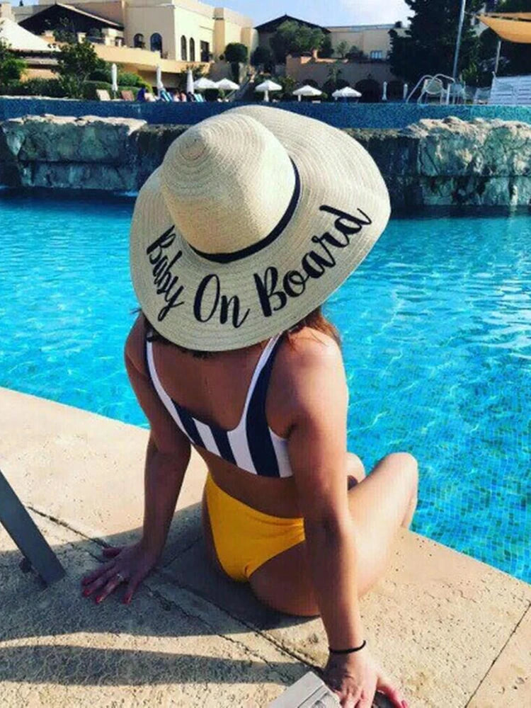 Baby on Board hat summer beach pool Pregnancy announcement new mom Mommy to be baby shower decoration gift present Photo props