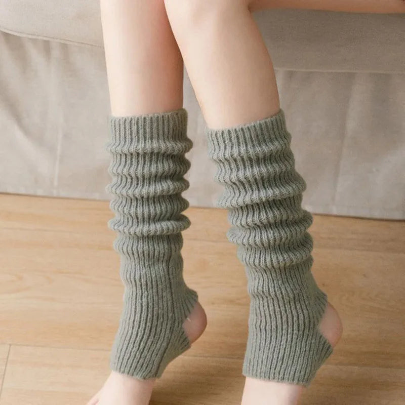 Women's Leg Warmer Lolita Long Socks Knitted Keep Warm Foot Cover Ladies Autumn Winter Black White Twist Crochet Socks Boot Cuff