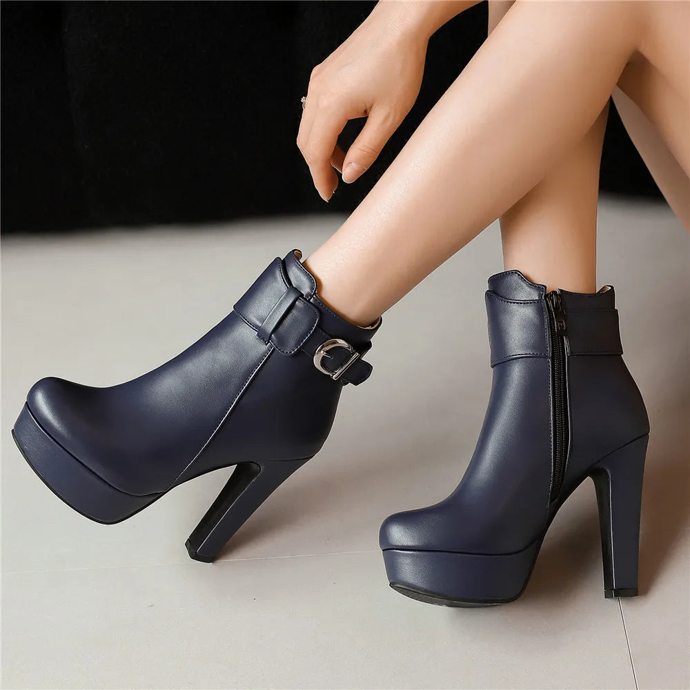 Women Shoes Fashion Short Boots Autumn Winter Sexy Platform Ankle Boots For Women Black Red Yellow White Lady Shoes Large 34-46