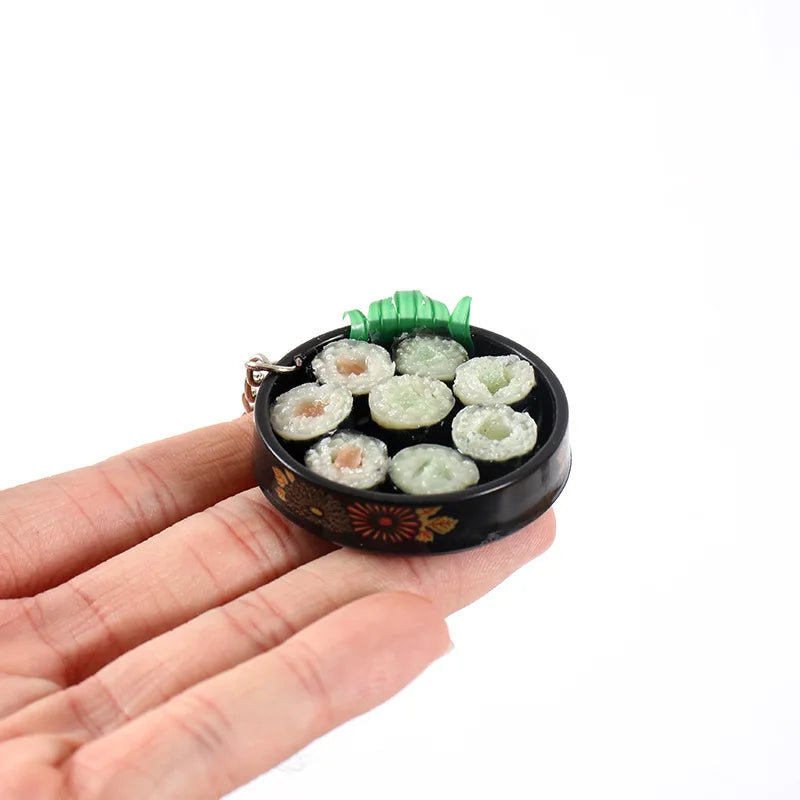 Simulation Food Keychain Pendant Funny Gift Lunch Box Sashimi Toys Party Couple Car Bag Key Rings