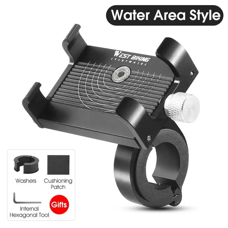 WEST BIKING Cycling Phone Holder Lightweight Aluminum Alloy Bike Handlebar Phone Bracket Phone Mount MTB Road Bike Accessories