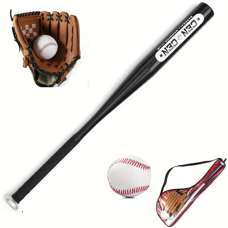 Baseball Balls Set 63.5cm Aluminum Alloy Baseball Bat PVC Baseball Glove Baseball Kit for Beginners Games and Batting Practice