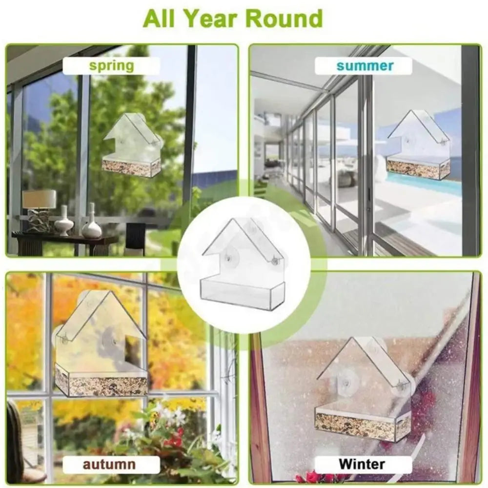 Smart Birds Hanging Feeder Acrylic with Camera Feeding House Transparent 1080P HD Easy Installation for Outdoor Garden