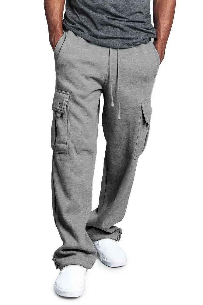 Spring and Autumn New Men's Sports Leisure Trousers Multi-pocket Loose Solid Color Cargo Work Pants Streetwear Men Pants