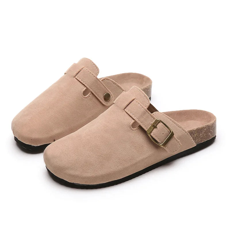 Cork Footbed Slippers For Women Men Fashion Clogs Leather Mules Female Home Street Shoes With Arch Support Indoor Outdoor Slides