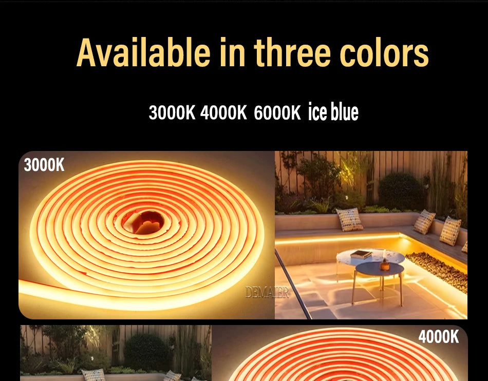 led Strip Brightness Waterproof COB LED Strip 220V Flexible Ribbon for Room Bedroom360 LEDS/m Kitchen Outdoor Garden Lighting