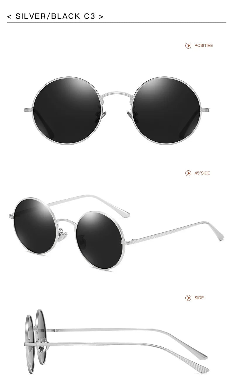 Men Polarized Sunglasses Retro Punk Style Metal Small Round Frame Sunblock Sun Glasses Drive Sports Outdoor Travel Eyewear T251