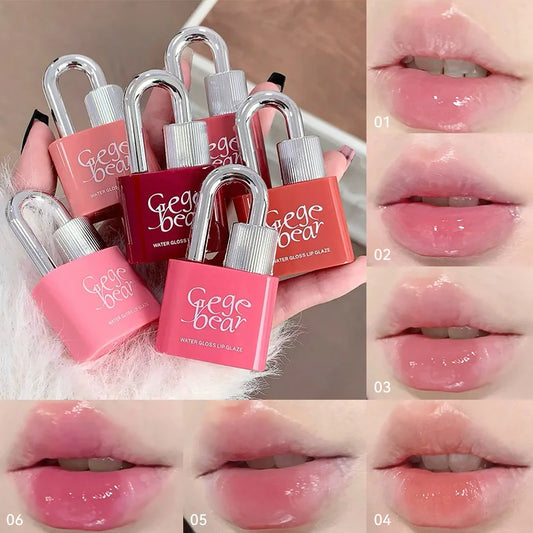Gege Bear Lockheart Sweet Color Water-Gloss Lip Gloss-Vibrant Colors, Easy to Apply with Non-Long-Lasting Hydration