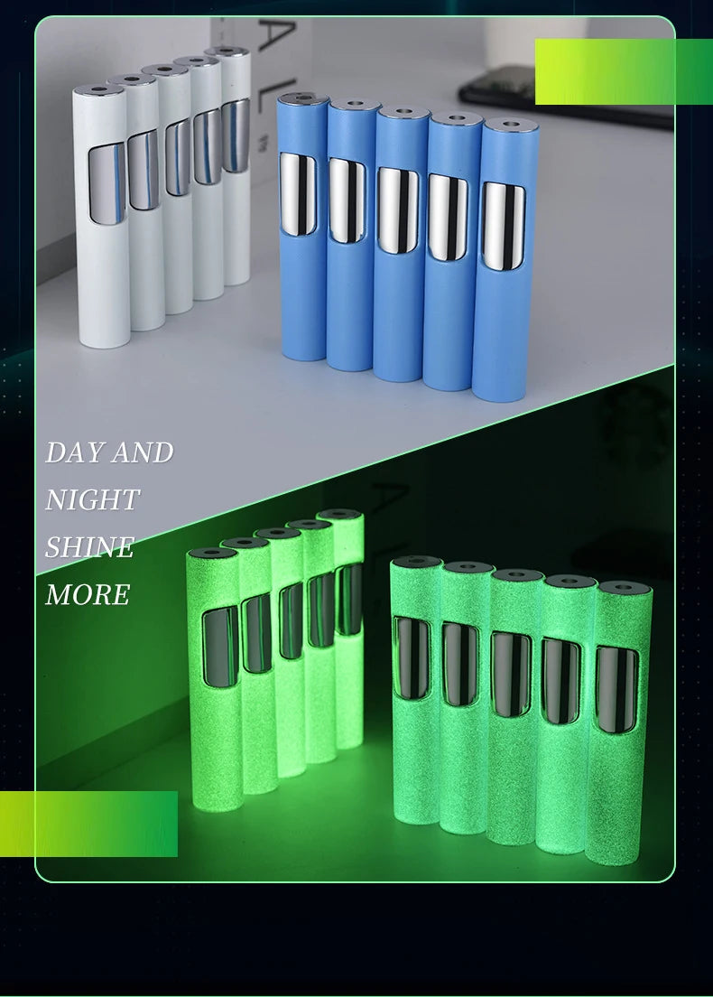 Luminous Lighter Butane Gas Lighter Straight Jet Blue Flame Glowing Lighters Smoking Lighter Cigar Accessories Men's Gift