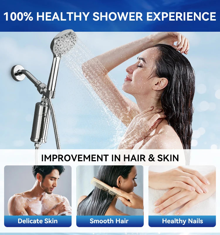 Wheelton Household Shower Water Filter - Filter Water Reduces Chlorine Heavy Metal  Sediment Improves Dry Itchy Skin & Hairloss