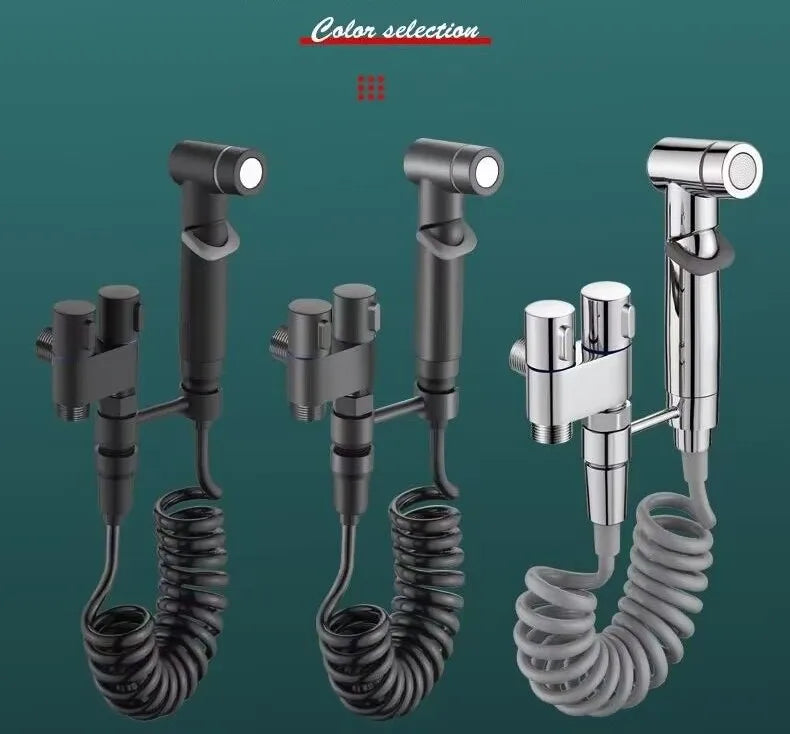 Toilet Cleaning Bidet Toilet Sprayer Set Water Portable Handheld Bidet Sprayer Shower Double Outlet Angle Valve Accessories