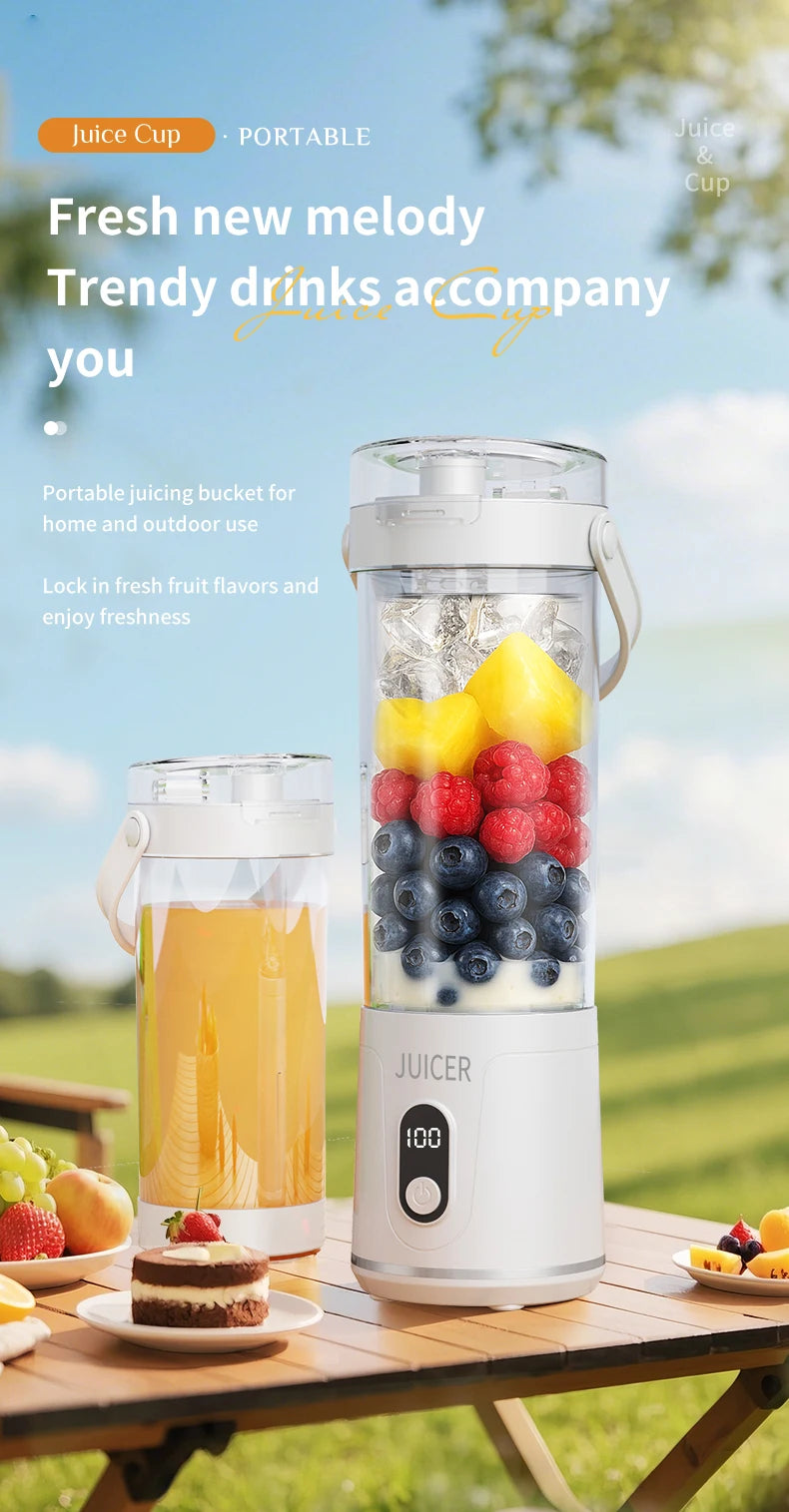 12Blades Portable Blender 2Cups for Travel Portable Electric Juicer Mixer Usb Charge Fresh Fruit Juice Personal Blender Smoothie