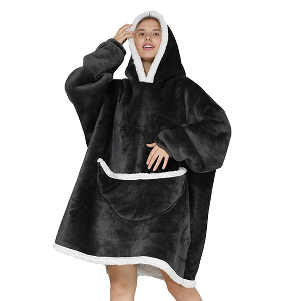 Oversized Blanket Hoodie with Big Pockets for Women Christmas Sweaters Hooded Cute Wearable Fleece TV Blanket for Couple Hoodies