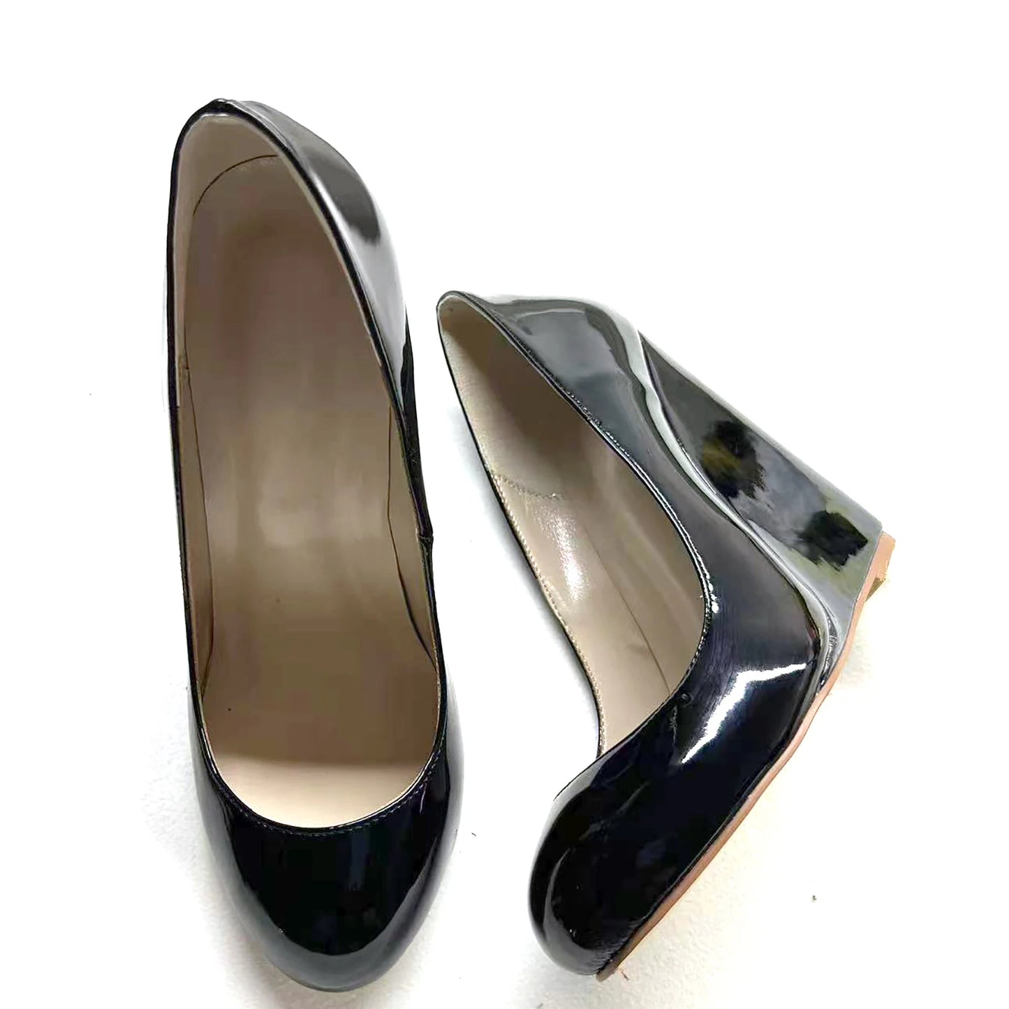 Womens Wedge Sandals Round Toe High Heels Pumps Shoes Ladies Woman Wedges Comfortable Casual Footwear Black Patent Customized