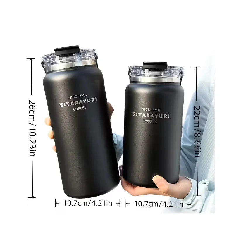 1.2L/1.5L Large Capacity Stainless Steel Insulated Water Bottle - with Wide Handle, Portable Outdoor Large Kettle,Hiking Bottle