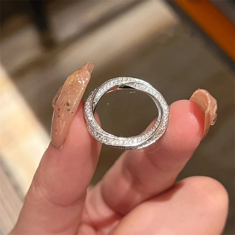 CC Sterling Ring For Women Marriage Fashion Accessories Fine Engagement Proposal White Gold Plated Wedding Jewelry CC708