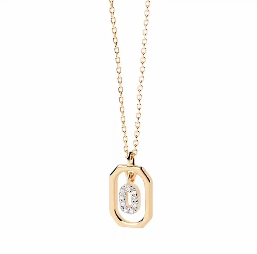 925 Sterling Silver Letter Necklace with 26 English Letter Zircon Pendant Geometric Design Personalized Necklace Luxury Jewelry
