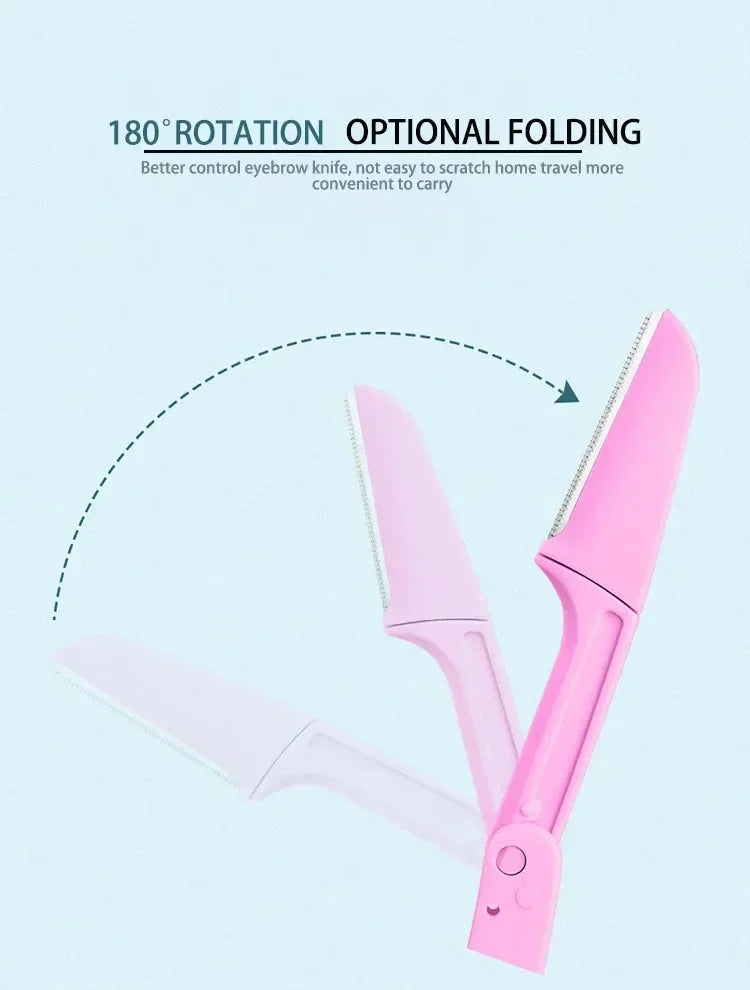 3pc Safe Folding Ladies Face Shaver Eyebrow Trimmer Blade Anti-Scratch Razor Makeup Tools Eyebrow Trimmer Face Razor for Women