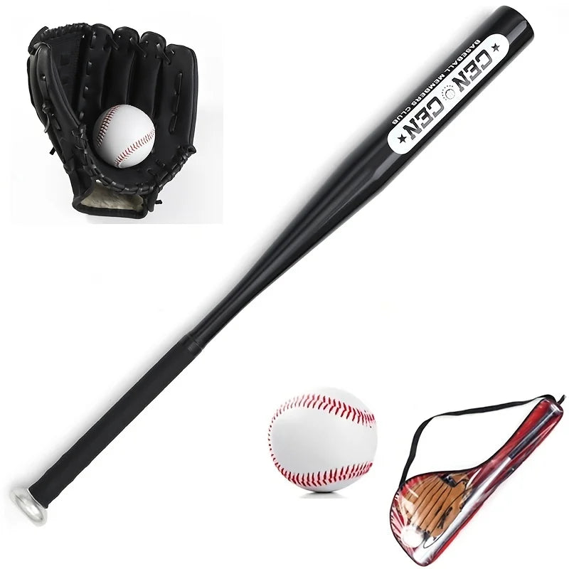 Baseball Balls Set 63.5cm Aluminum Alloy Baseball Bat PVC Baseball Glove Baseball Kit for Beginners Games and Batting Practice