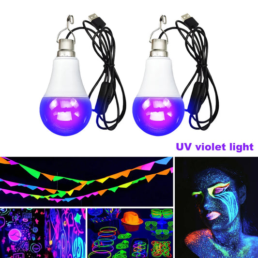 USB uv black light bulb 5V with switch violet light tube suitable for fluorescent birthday party cabinet decoration magic carpet