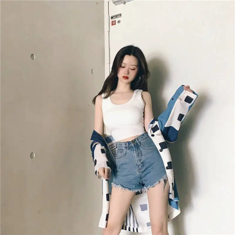 Summer Crop Sexy Tops Women 2022 Women Y2k Aesthetic Clothes Sleeveless Short Vests White Black Grey Korean Harajuku Tank Top
