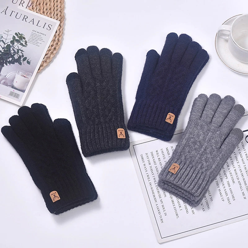 1Pair Warm Gloves Winter Gloves For Men Cold-proof Warm Gloves Cycling Full Finger Touch Screen Gloves Mountaineering Gloves