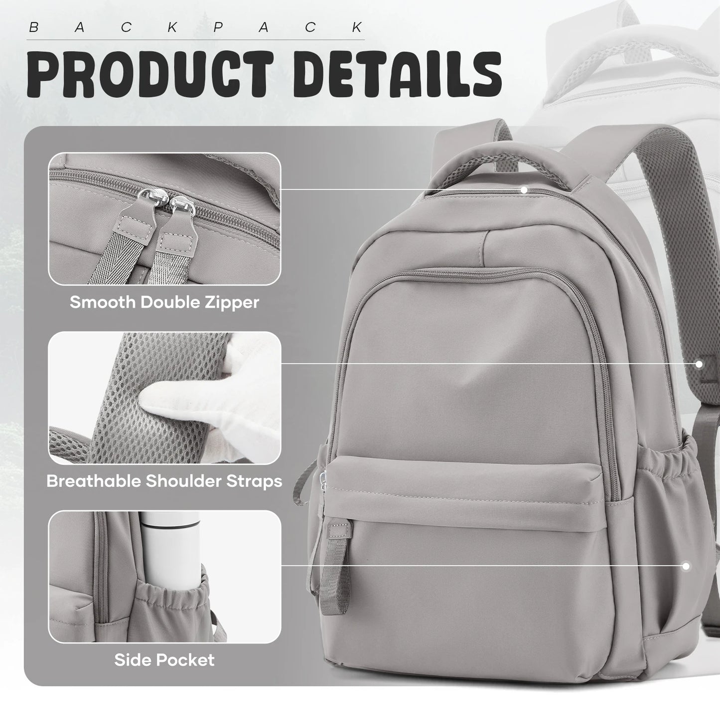 School Backpack For Teen Girls,Waterproof Casual Bookbags,Lightweight Travel Daypack,Basic Laptop College Backpack For Women