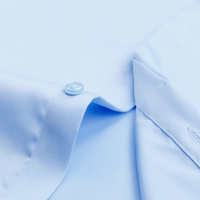 Men's French cufflinks shirt made of pure cotton long sleeved slim fit concealed button, solid color high end wedding dre