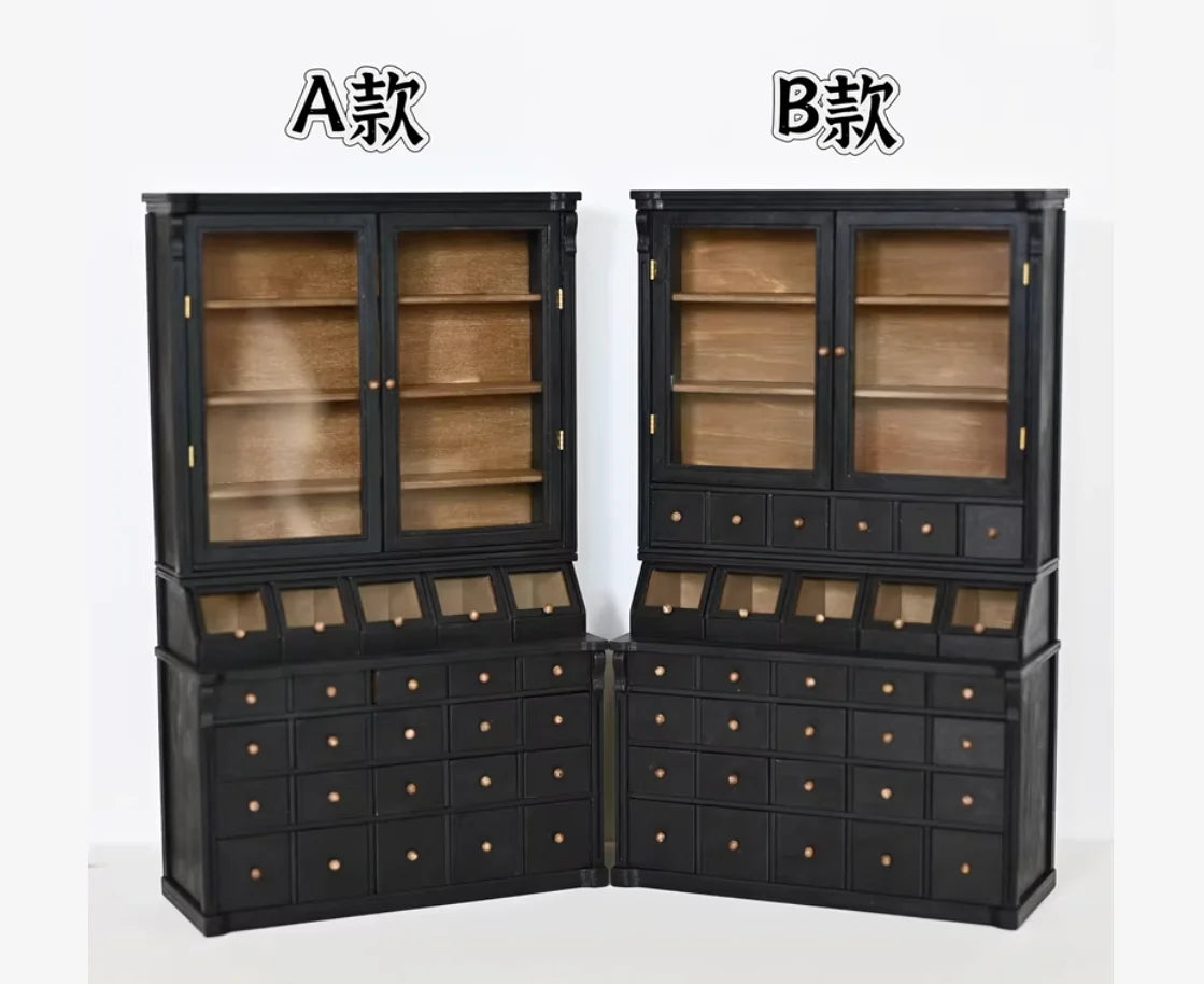 French Storage Furniture Set  StowCraft Realistic 9-Grid Cabinet Folding Garden Table Storage Display Unit 1/6 Dollhouse Diorama