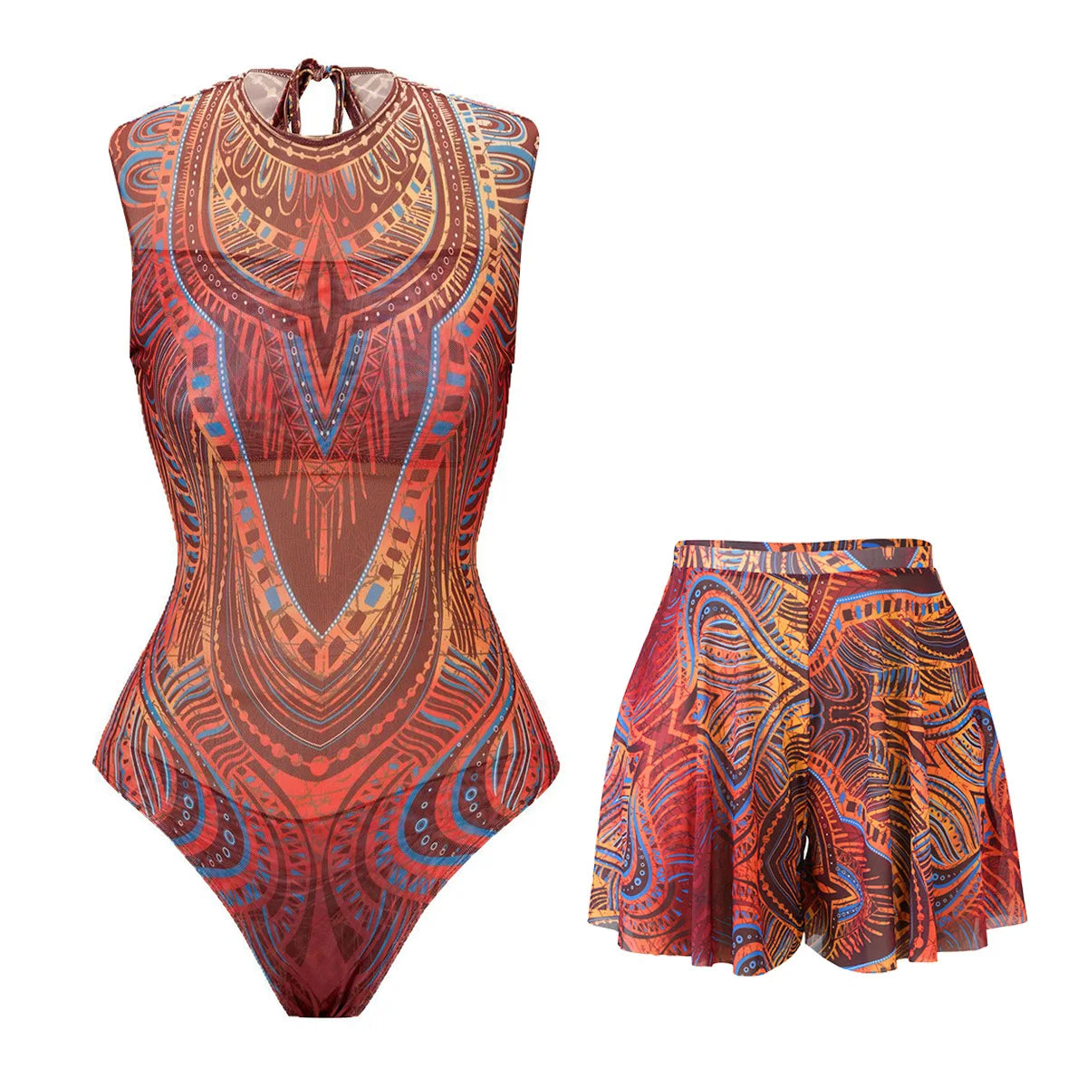 2 Piece Sets Swimsuit And Shorts Women Summer Long Sleeve Bathing Suit Bikini Set Beach Cover Up Swimming Suit Купальни