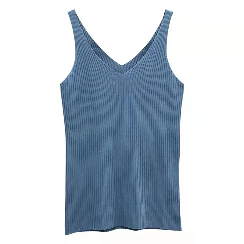 Summer Casual Tank Top Women Sleeveless Knitted T-Shirts Female Elastic Slim Vests Crop Tops Tanks & Camis Pullover Shirts