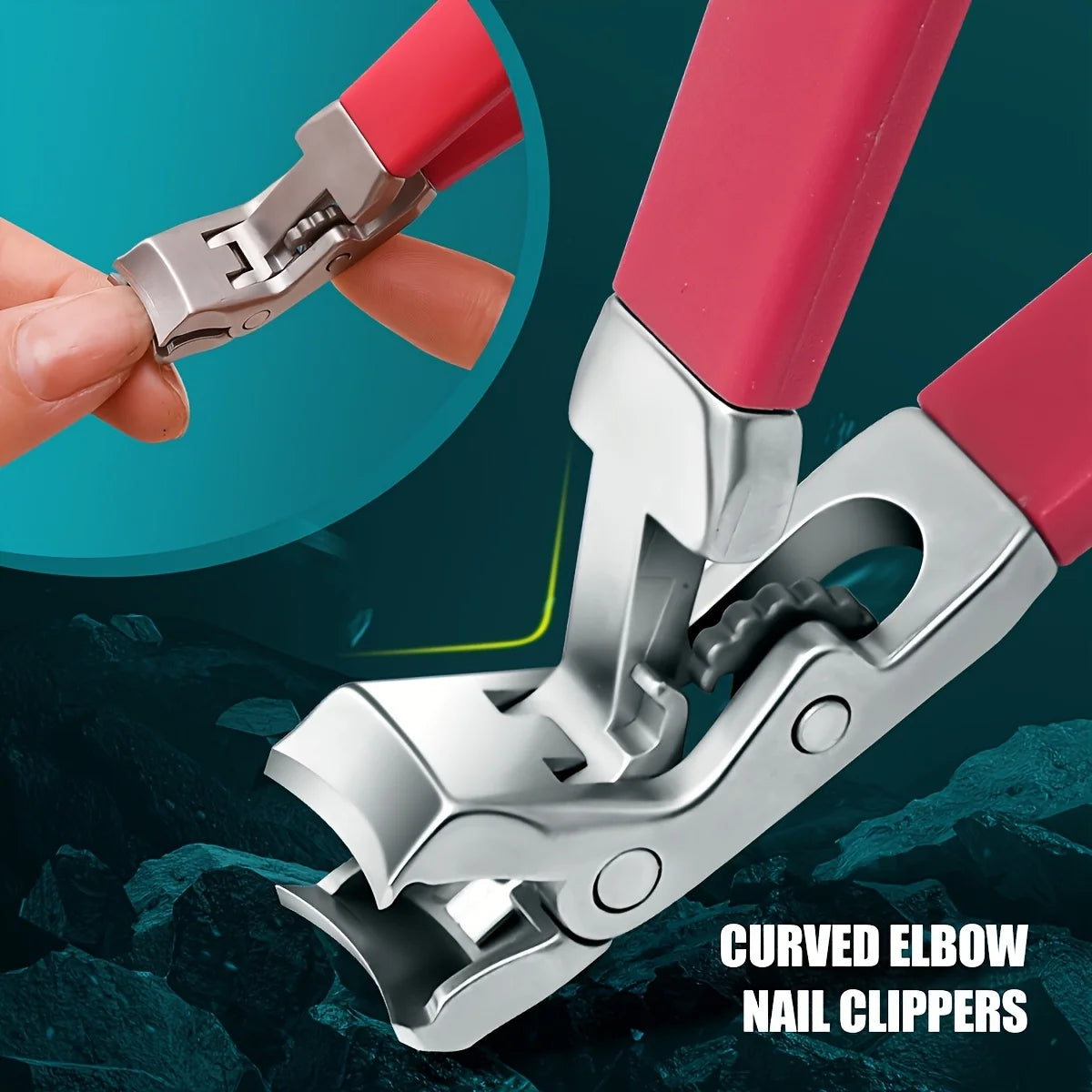 Heavy-Duty Professional Nail Clipper with Splash Prevention & Nail Catcher - Long Handle Elbow Design Sharp Blades