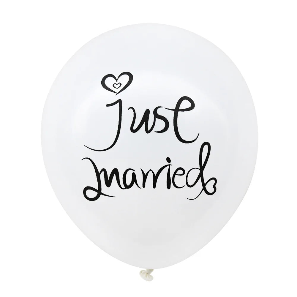 10pcs 10inch Just Married Latex Balloons Wedding White Engagement Party Decoration Bridal Shower Decor